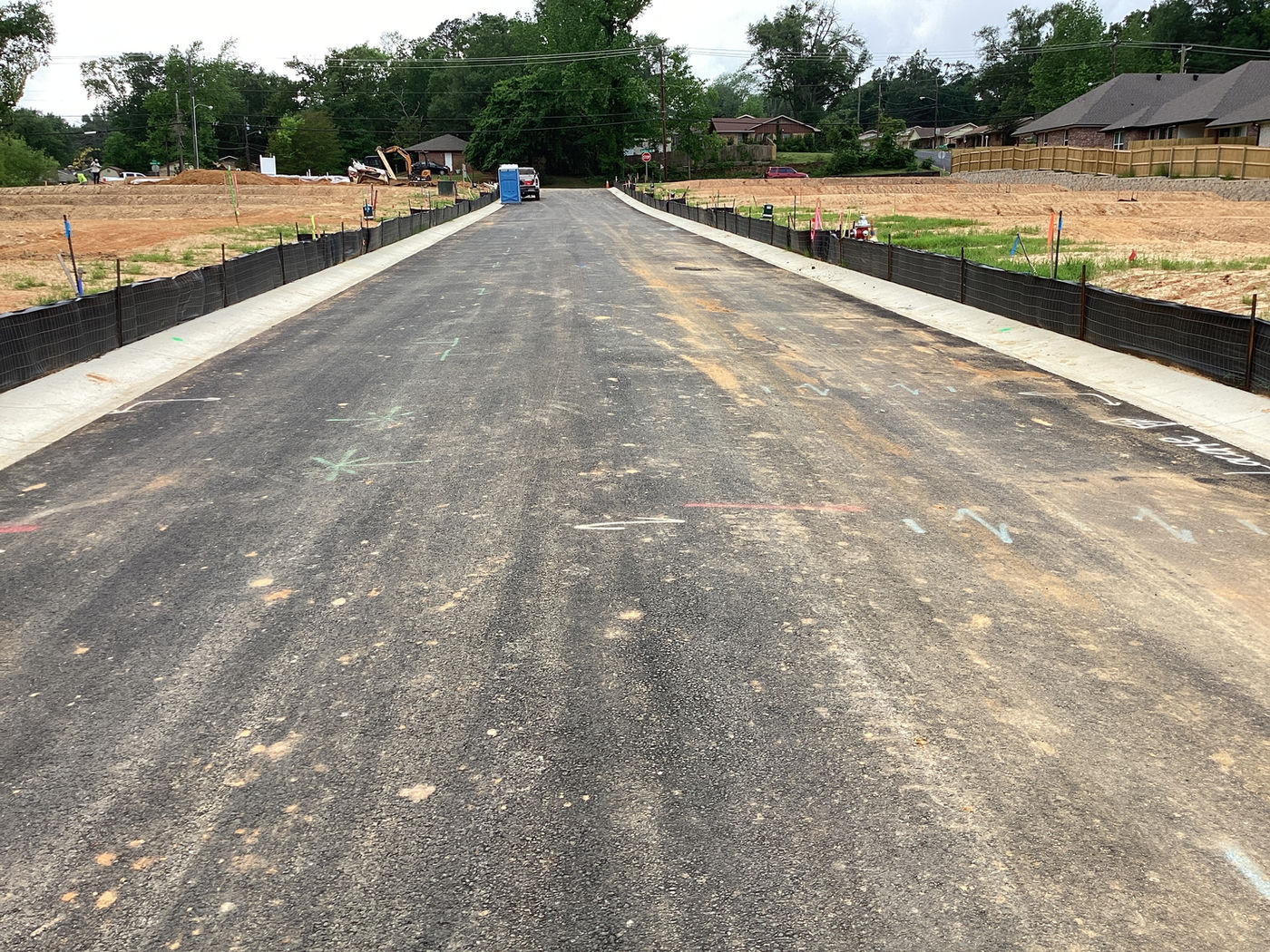 Finished roadway through subdivision site